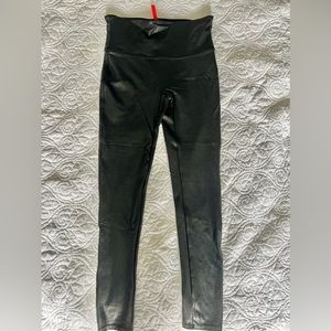Spanx Faux Leather Moto Leggings (Size Medium Petite)